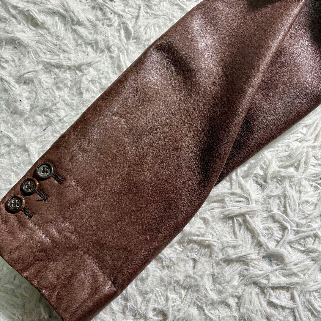 バナナリパブリック　レザーテーラードジャケット　羊　ブラウン　M シープ