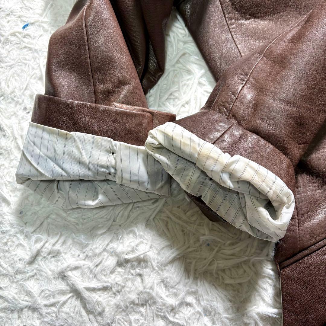 バナナリパブリック　レザーテーラードジャケット　羊　ブラウン　M シープ