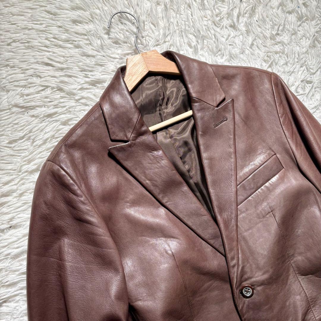 バナナリパブリック　レザーテーラードジャケット　羊　ブラウン　M シープ