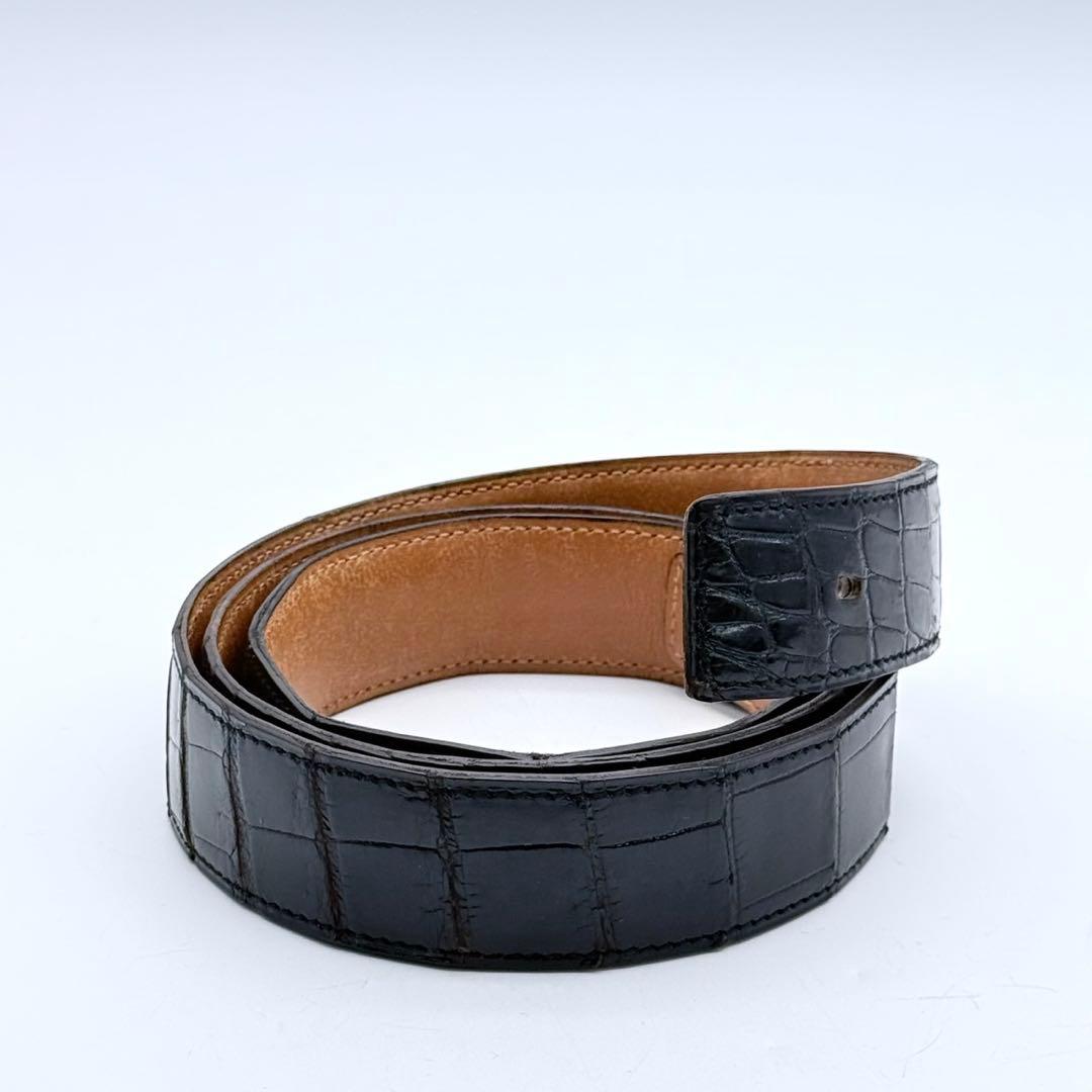 エルメス　コンスタンス　ベルトのみ　ブラック　クロコ型押し　リバーシブル　メンズ