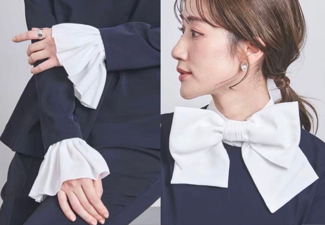 ユナイテッドアローズ 別注　iris47 ボウタイ　リボン　付け襟　カフス