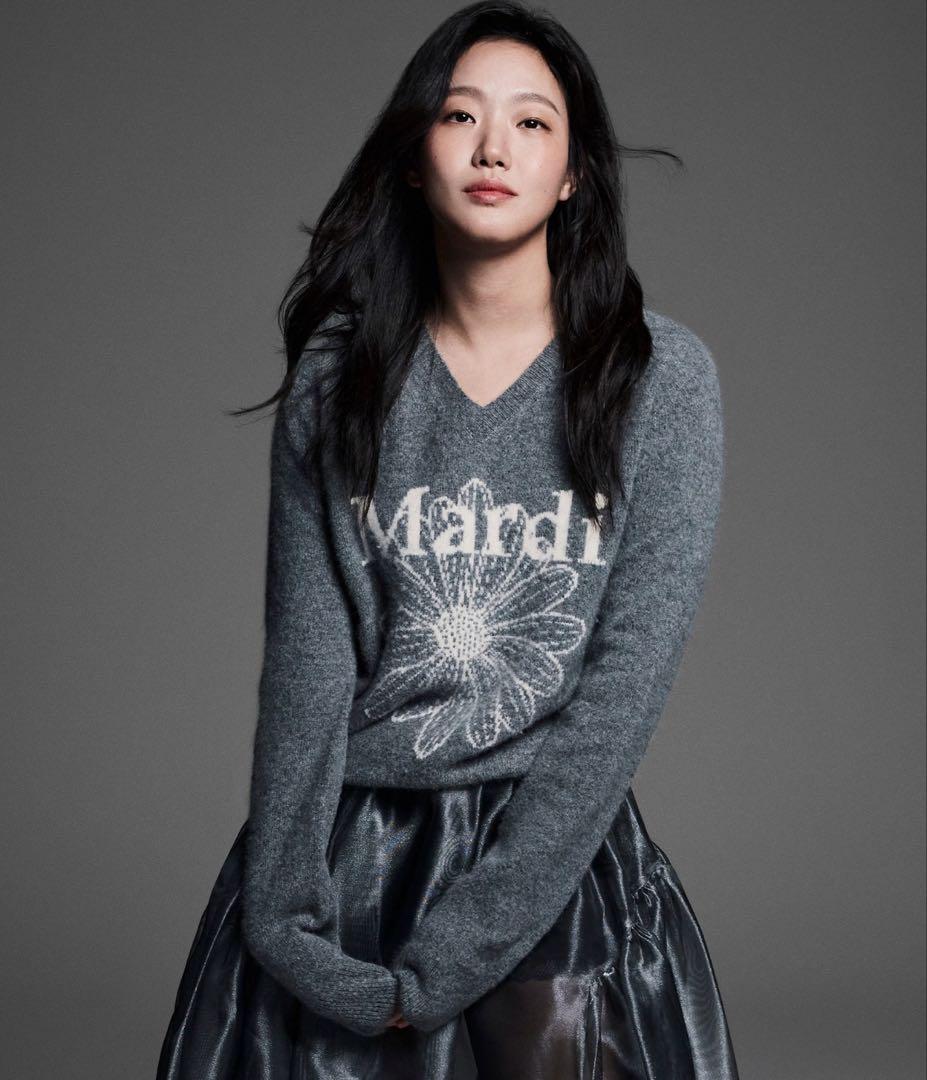 Mardi Mercredi Vネック ニット グレー マルディ