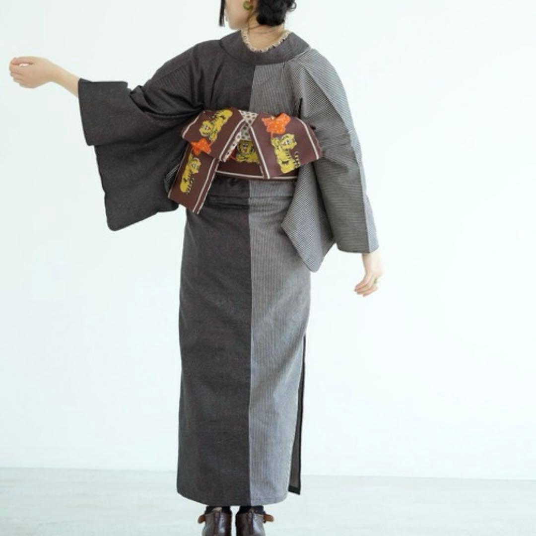 アデリアレトロ×ニコアンティーク　デニム着物　帯セット