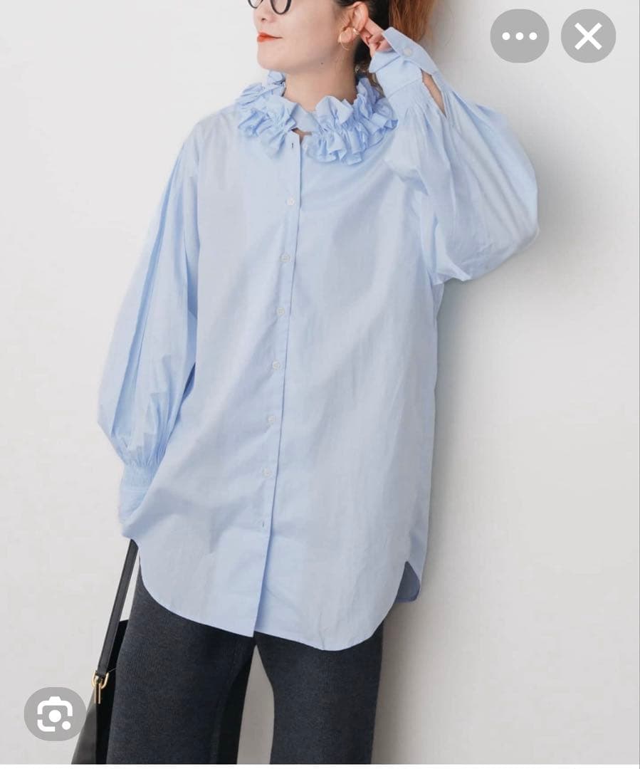 美品crinkle crinkle crinkle コットンフリルカラーブラウス