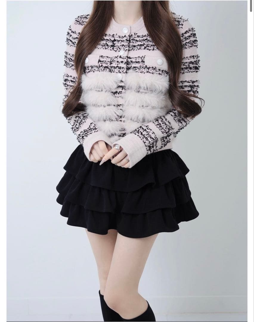 ルミニョン　　ガーディガン ブラック、ピンク