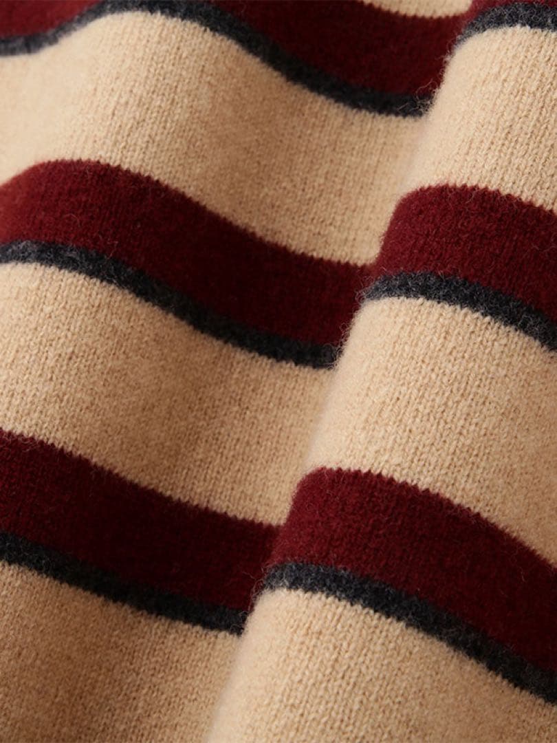 最終値下げ！タグ付き新品未使用エトレトウキョウ　マルチボーダーポロニットベージュ