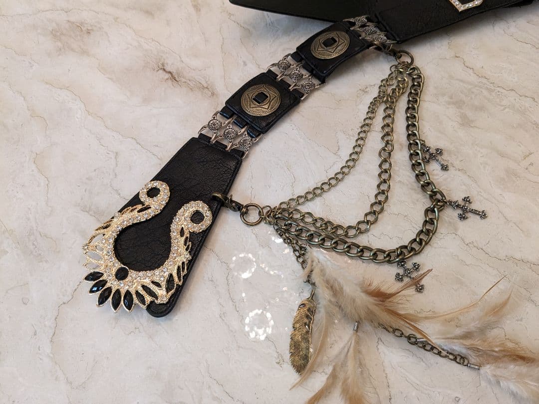 d.i.a クラウンバックルフェザーベルト　y2k　新品未使用　ブラック