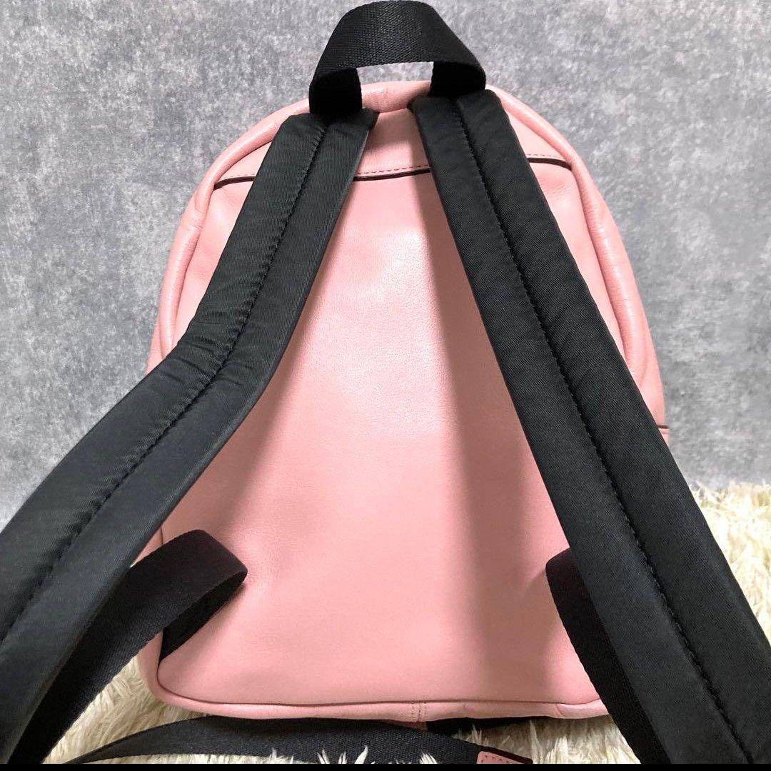 【送料込】コーチ リュック レザー ブラウン ピンク 500ml収納可