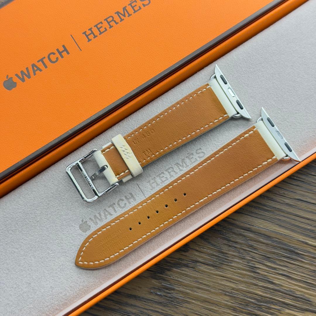 2969 希少品　Apple Watch エルメス　ホワイト　レザー　バンド