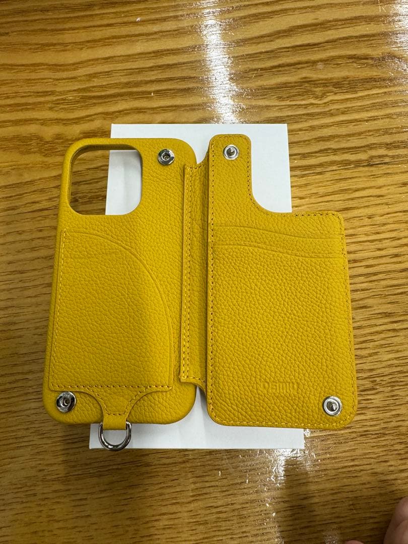 DEMIUイエロー スマホケース カードポケット付き