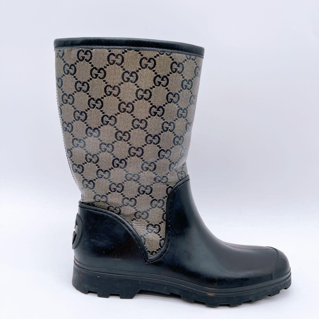 【GUCCI】グッチ GGスプリーム レインブーツ size37 箱付き