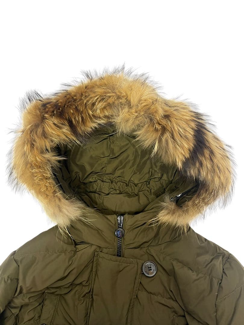 【鑑定済】MONCLER モンクレール ロングダウンコート カーキ サイズ1