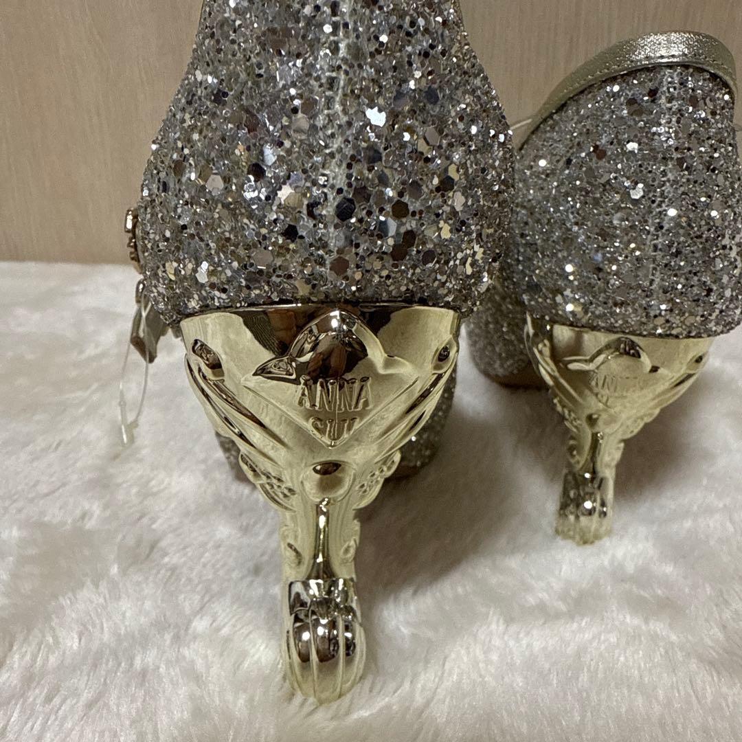 【新品・未使用】ANNA SUI シルバー グリッターパンプス