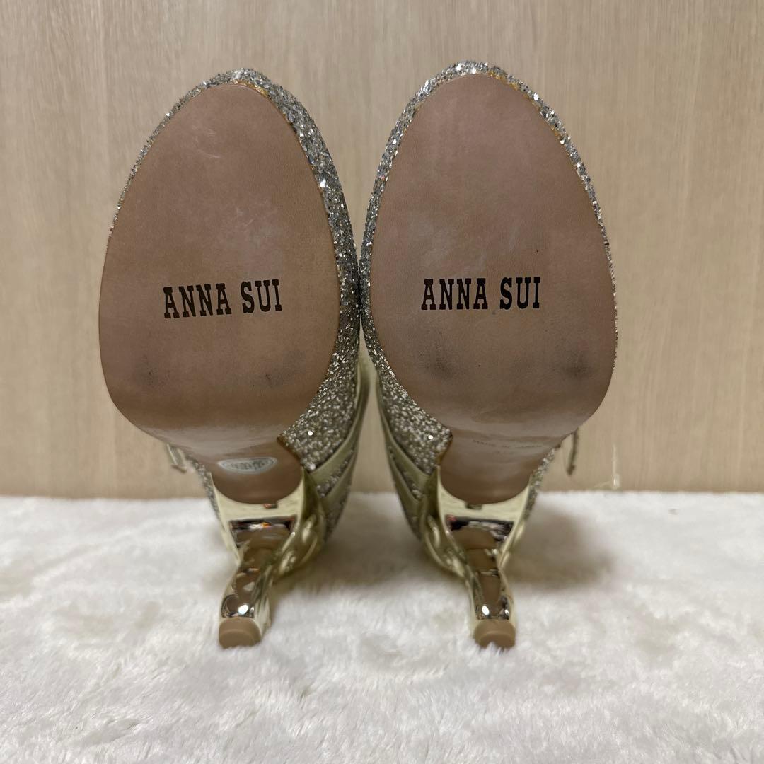【新品・未使用】ANNA SUI シルバー グリッターパンプス