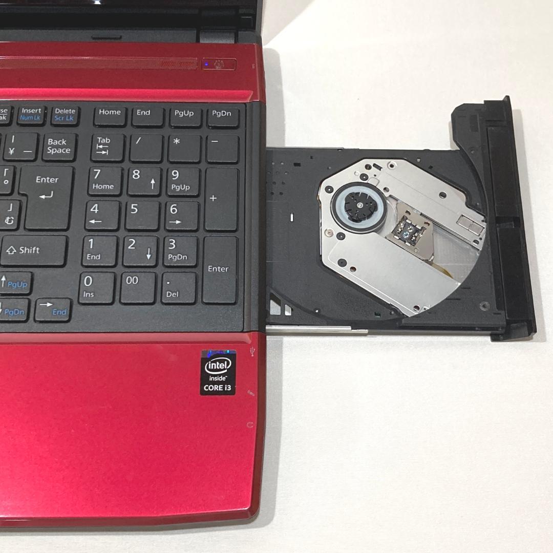 初心者✨カメラ付・大画面・ブルーレイ✨赤✨すぐ使えるノートパソコン◇D424-2