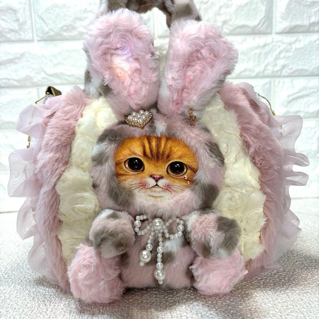 あ*こ様 コヤンイサムチョン　ハンドメイド　ファーフリルバッグ　ピンクヒョウ柄う