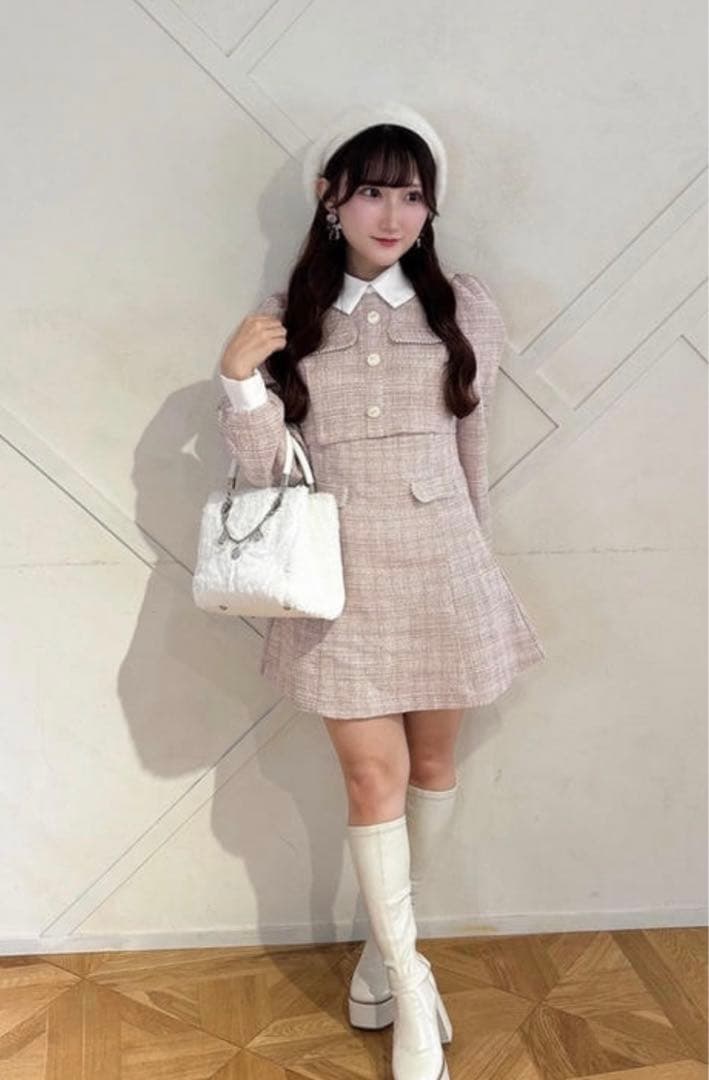 evelynツイードミニフレアワンピース/エブリン