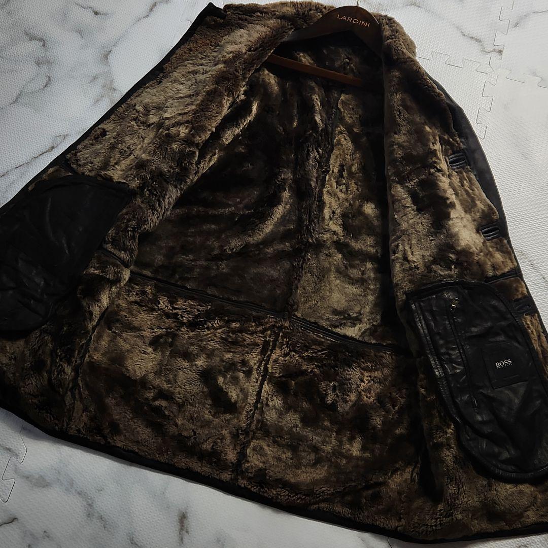 最高級メリノラム使用✨HUGO BOSS レザージャケット リアルムートン 黒