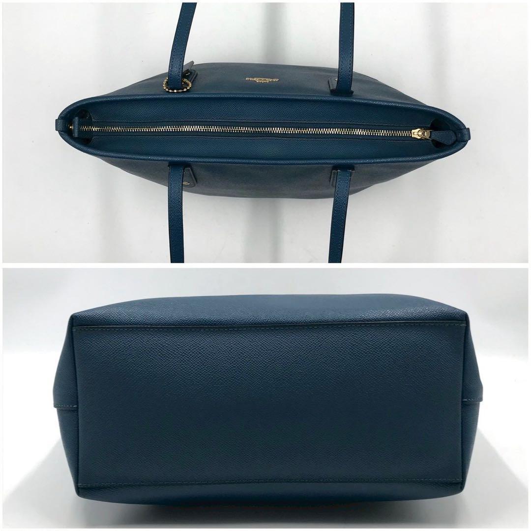 定価10万✨コーチ トートバッグ レザー 希少色 チャーム ブルー 肩がけ 男女