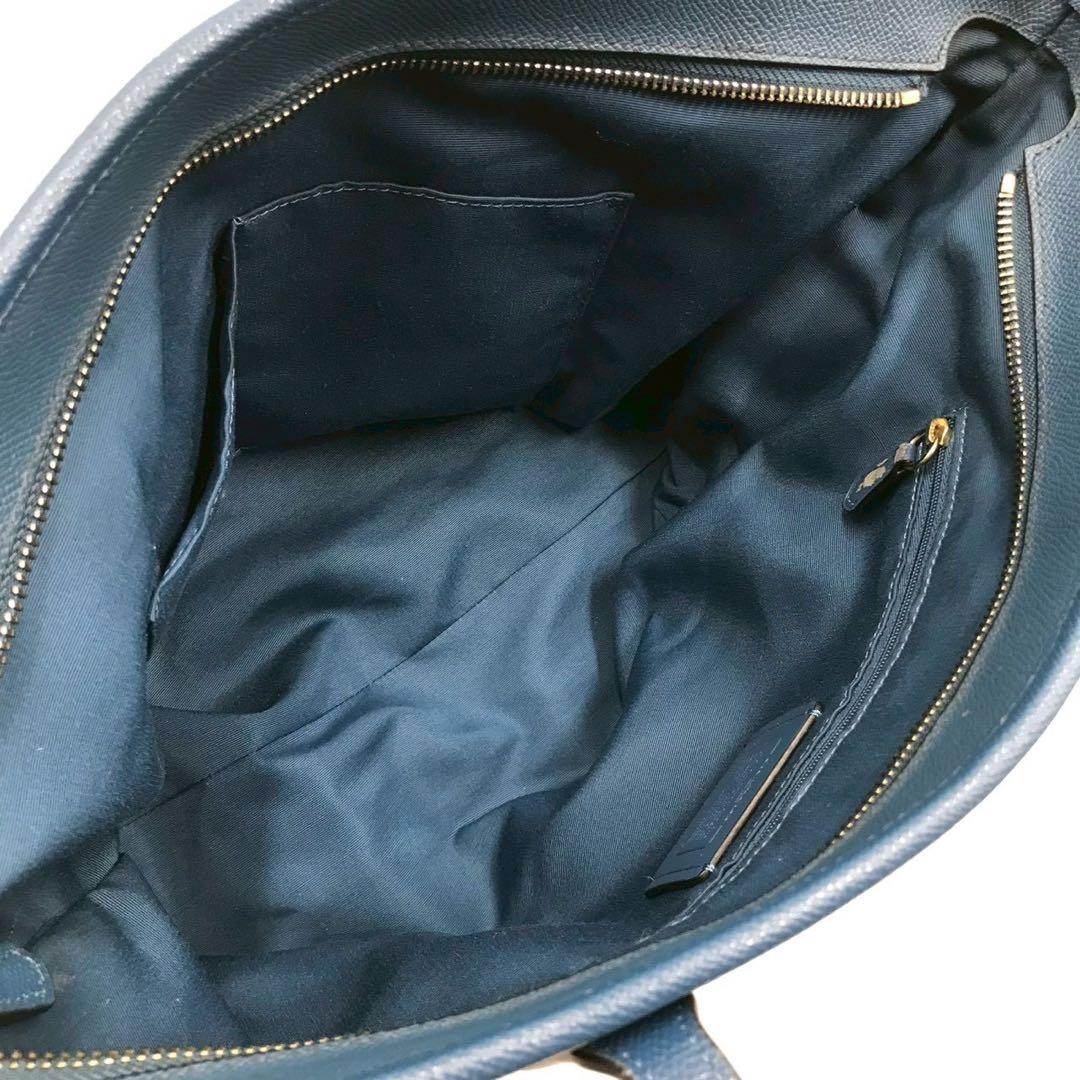 定価10万✨コーチ トートバッグ レザー 希少色 チャーム ブルー 肩がけ 男女