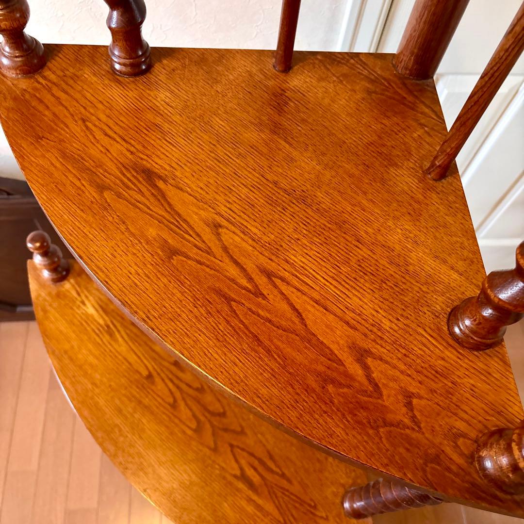 芋助様☆イギリス アンティーク コーナー シェルフ4段 オーク材 ツイストレッグ