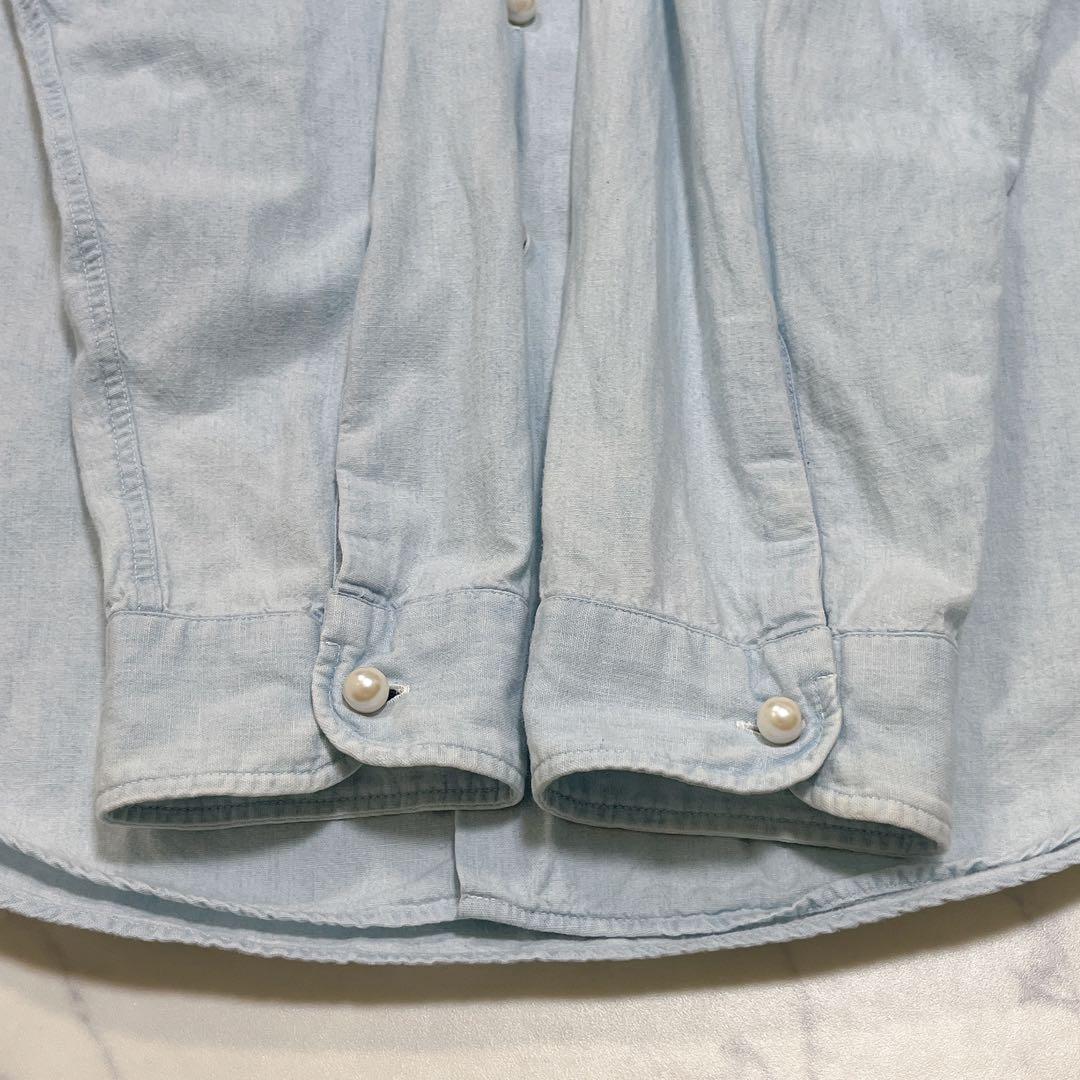 希少✨マディソンブルー パールボタンシャツ Bロゴ刺繍＆ロゴボタン 01