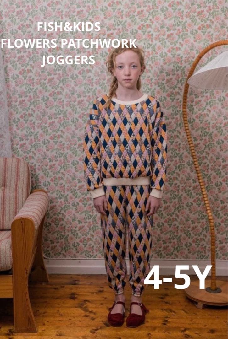 新品◎ FISH&KIDS FLOWERS PATCHWORK JOGGERS