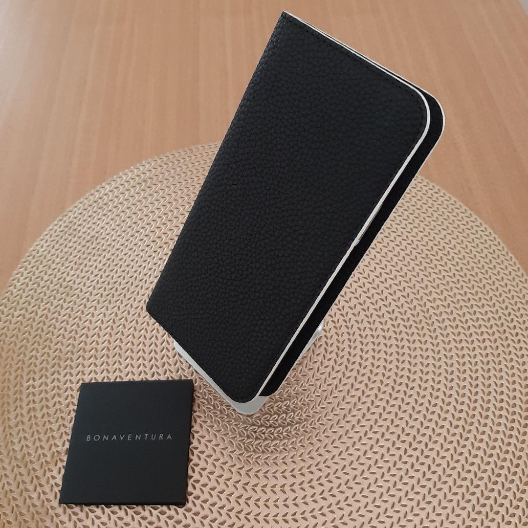 iPhone14Plusダイアリーケース　ブラック　シュリンクレザー