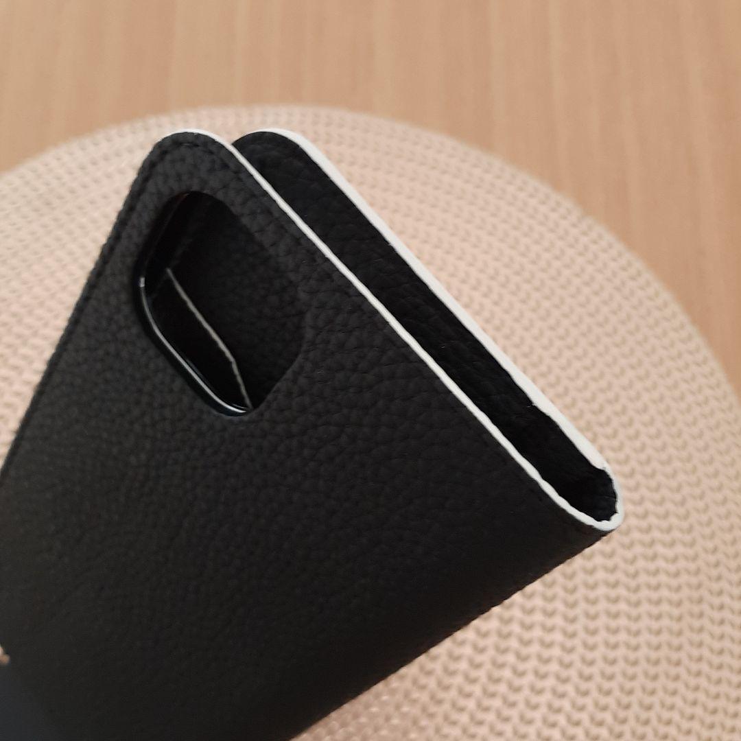 iPhone14Plusダイアリーケース　ブラック　シュリンクレザー