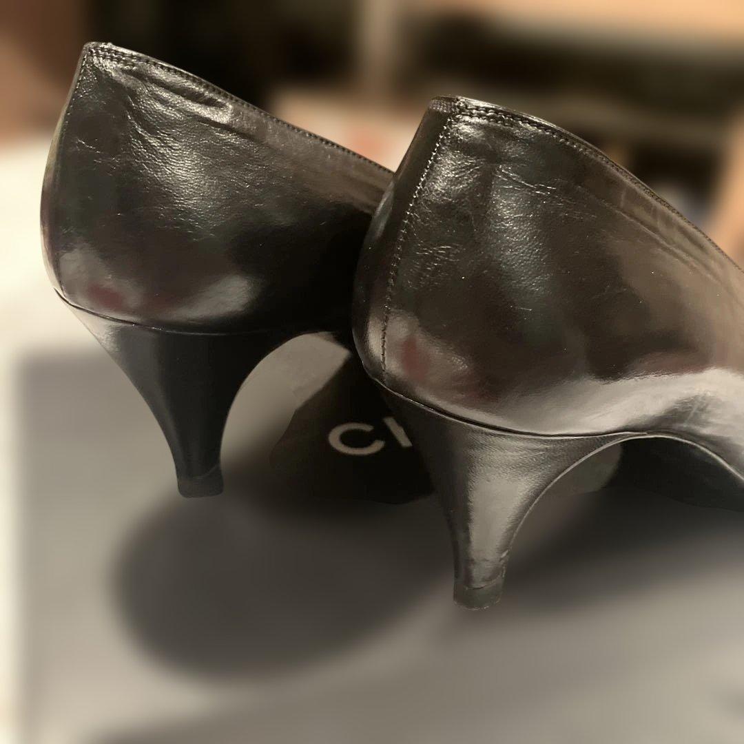 CHANEL　【箱付き】　ブラック ポインテッドトゥパンプス
