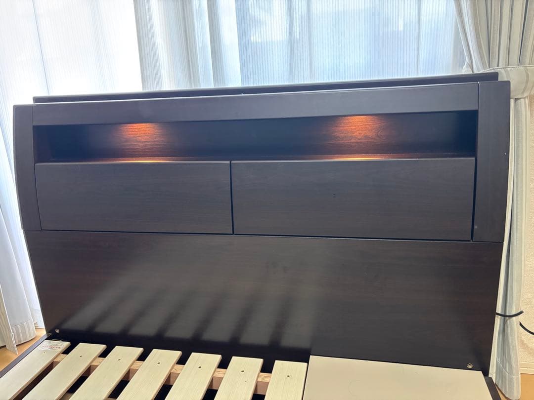 【もえか】セミダブルベッド 引き出し付き ダークブラウン