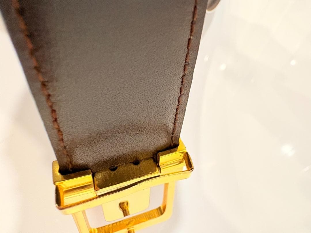 【美品】CELINE セリーヌ マカダム ブラックレザーベルト ゴールドバックル