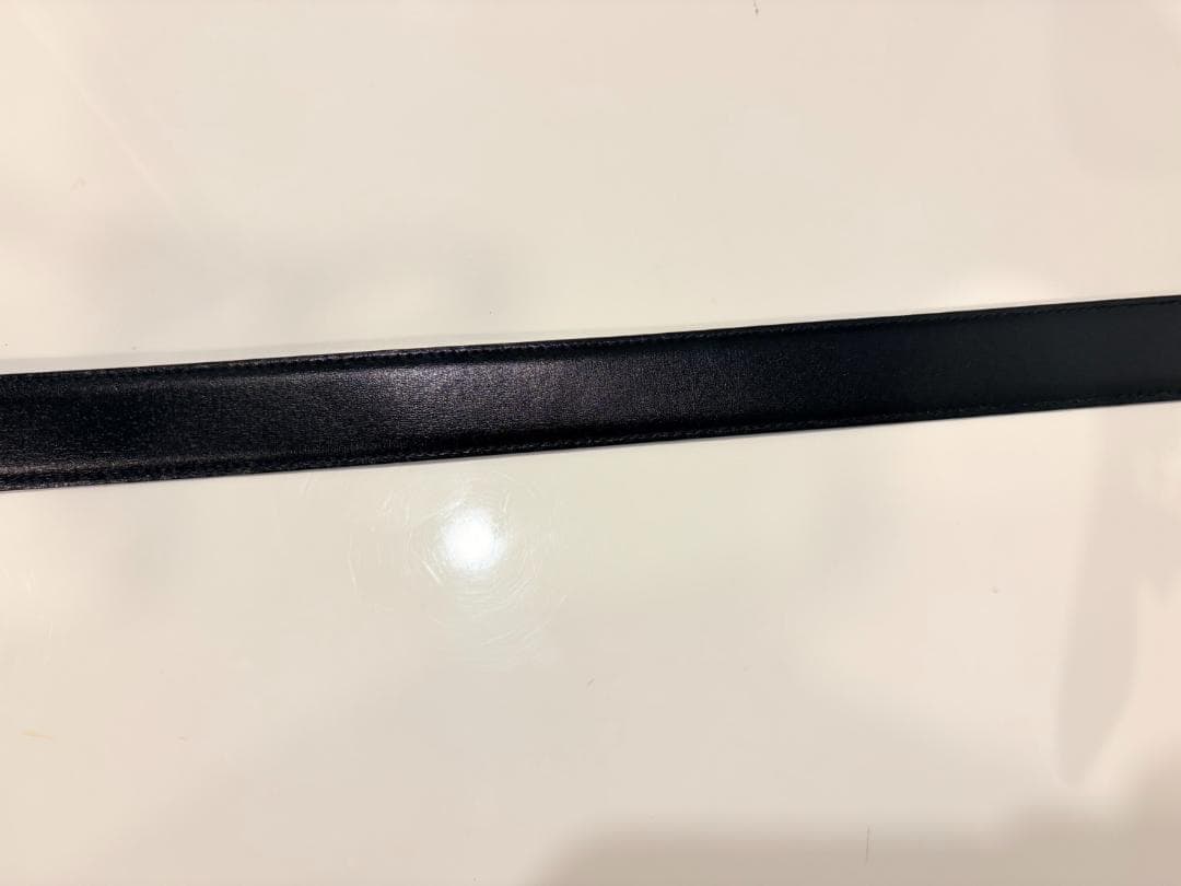 【美品】CELINE セリーヌ マカダム ブラックレザーベルト ゴールドバックル