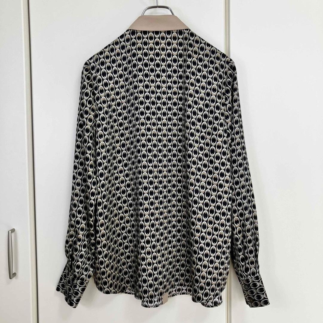 アルアバイル モダンチェーンプリント配色シャツ ブラック