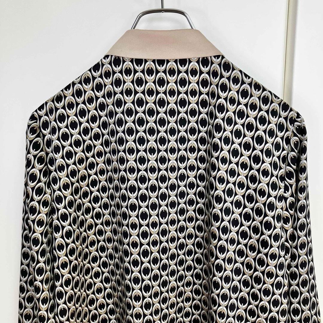 アルアバイル モダンチェーンプリント配色シャツ ブラック