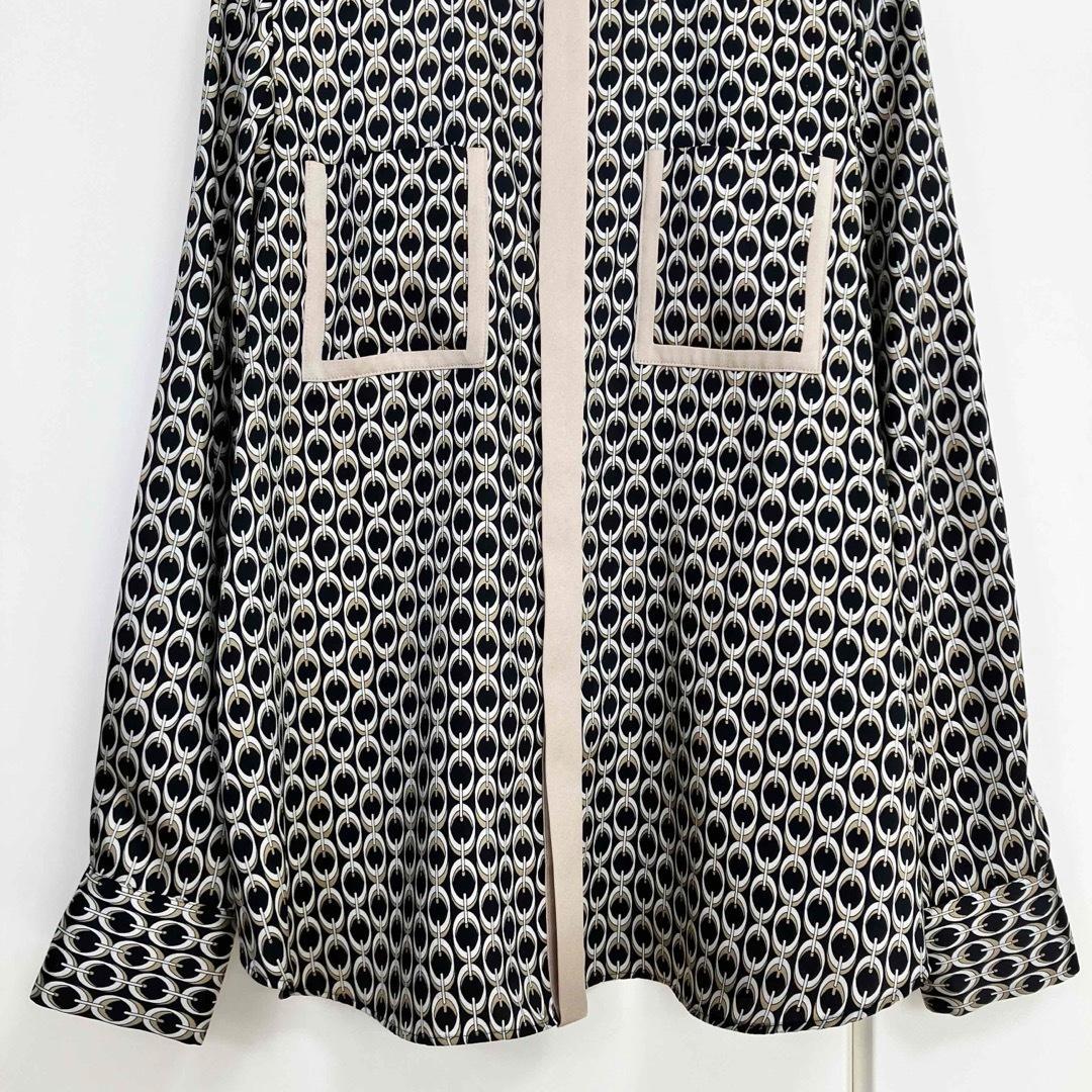 アルアバイル モダンチェーンプリント配色シャツ ブラック