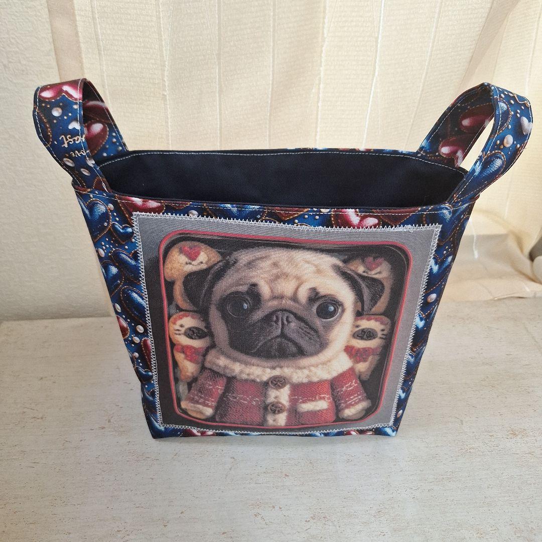 激レアパグパネル生地　ハンドメイド　布バスケット　ミニバック　まちなしバッグ