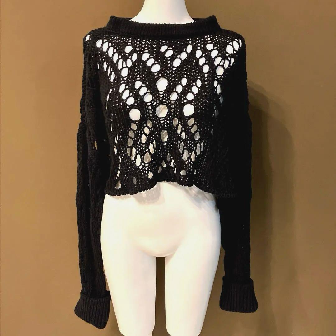 Y's ワイズ レース ニット ショート プルオーバー YQ-K69-048