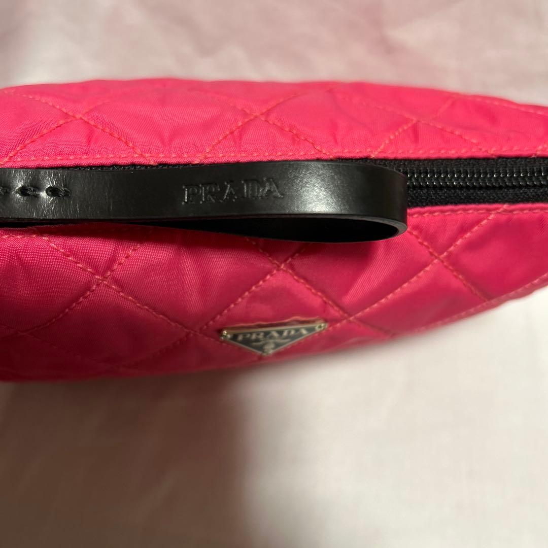 新品　PRADA キルティング　ポーチ　ピンク