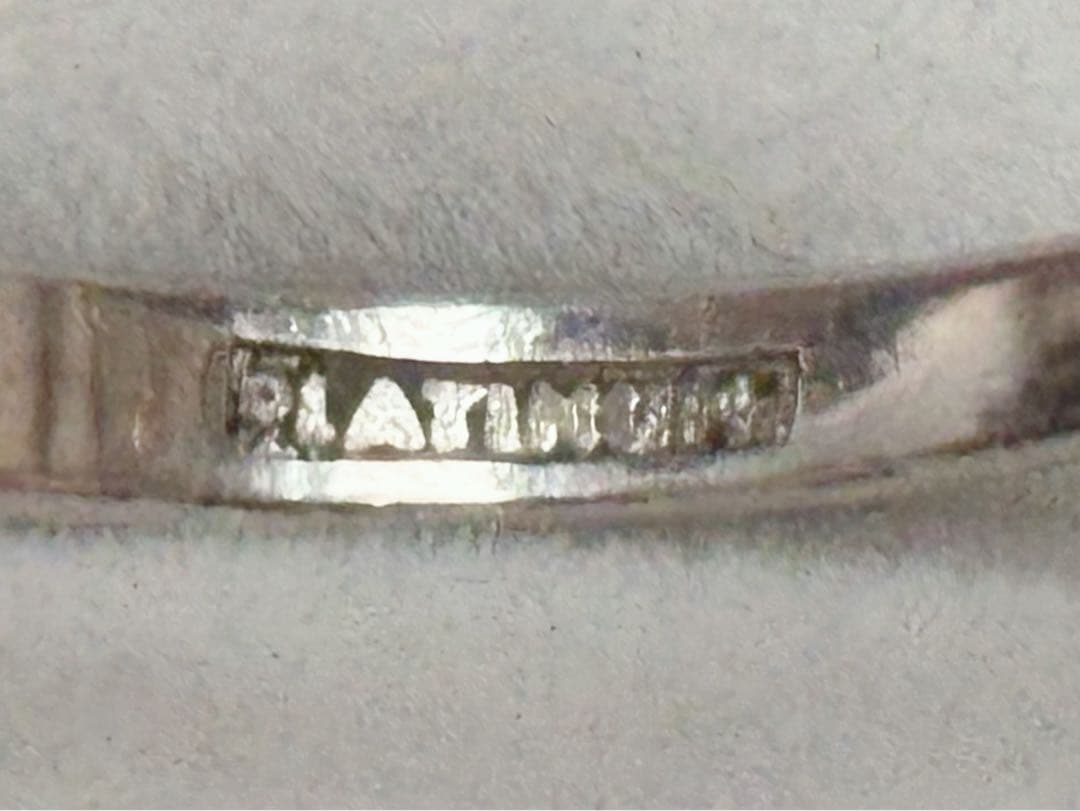 プラチナ刻印　パール　レトロ　リング