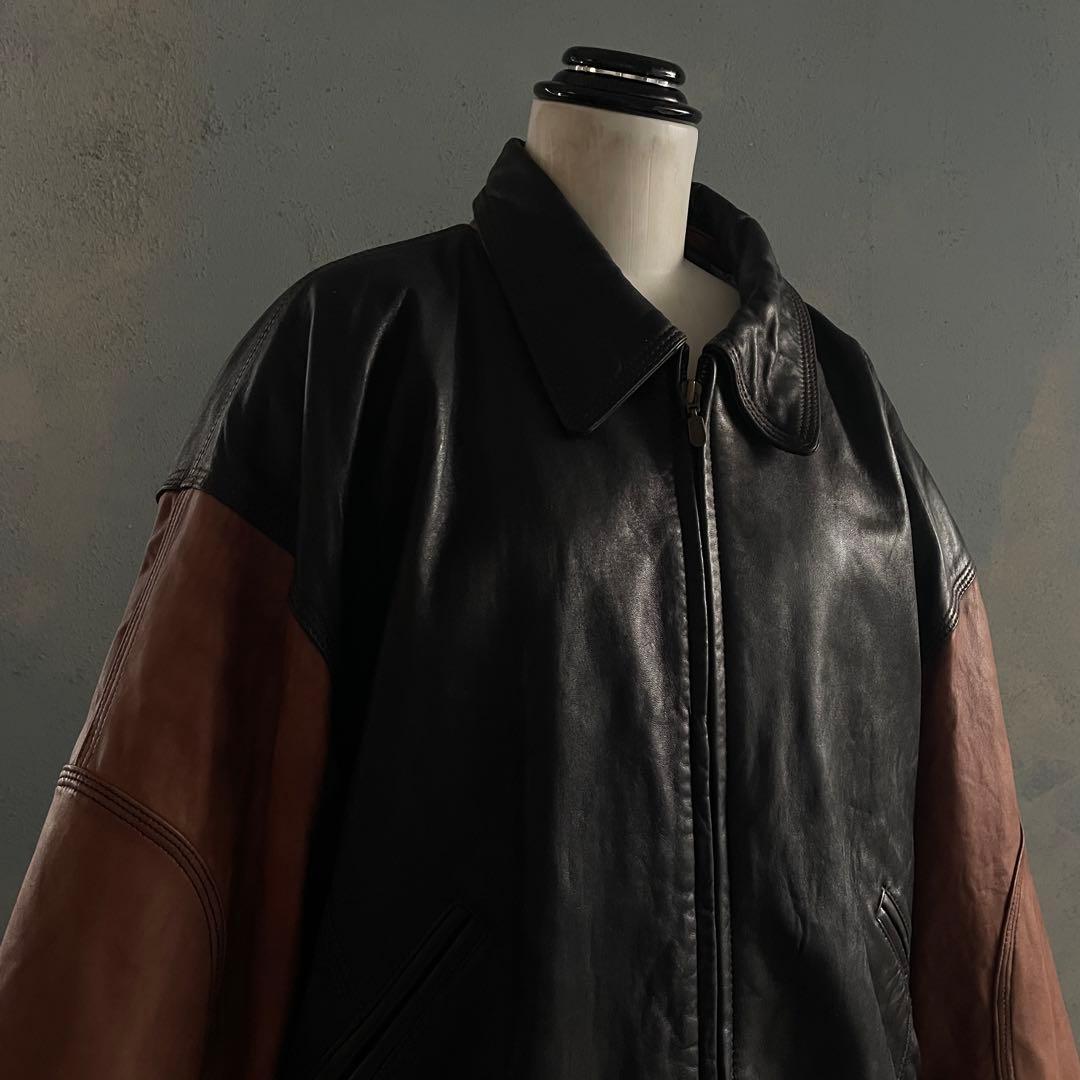 Black×Brown“Switching“羊革“bomber jacket
