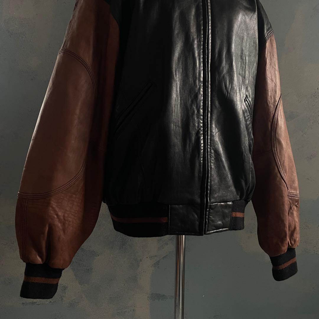 Black×Brown“Switching“羊革“bomber jacket