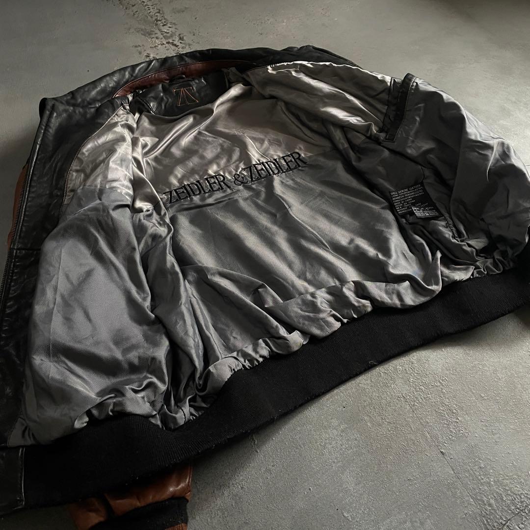 Black×Brown“Switching“羊革“bomber jacket