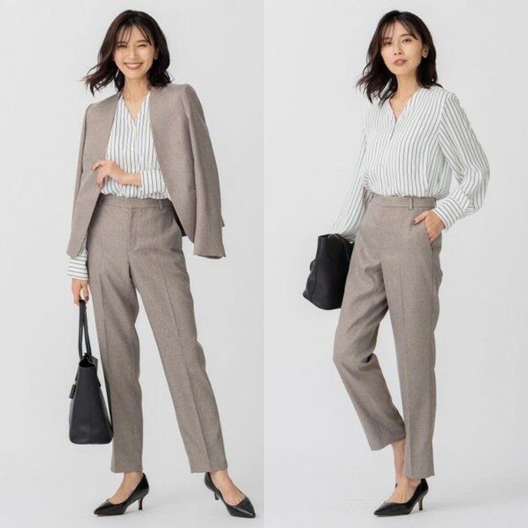 【未使用】23区ウールライクカルゼノーカラージャケットパンツスーツ上下セット36