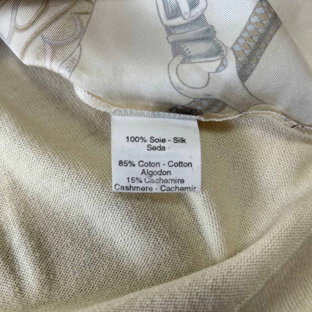 HERMES (エルメス) シルク×ニット長袖 カットソー 総柄 M アイボリー