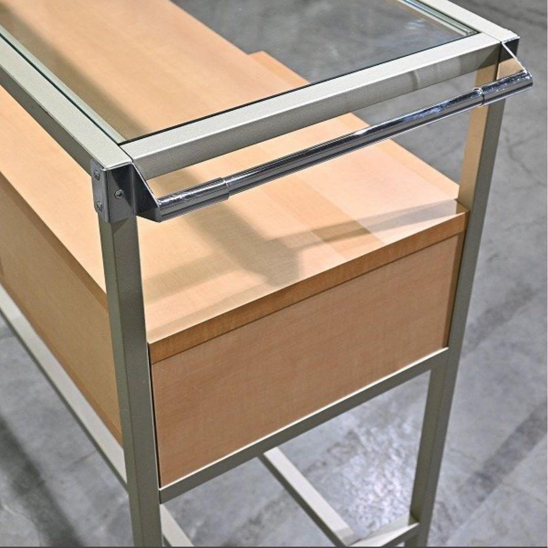 ★ 北欧スタイル ガラストップ シェルフ キャビネット コンソール 収納家具