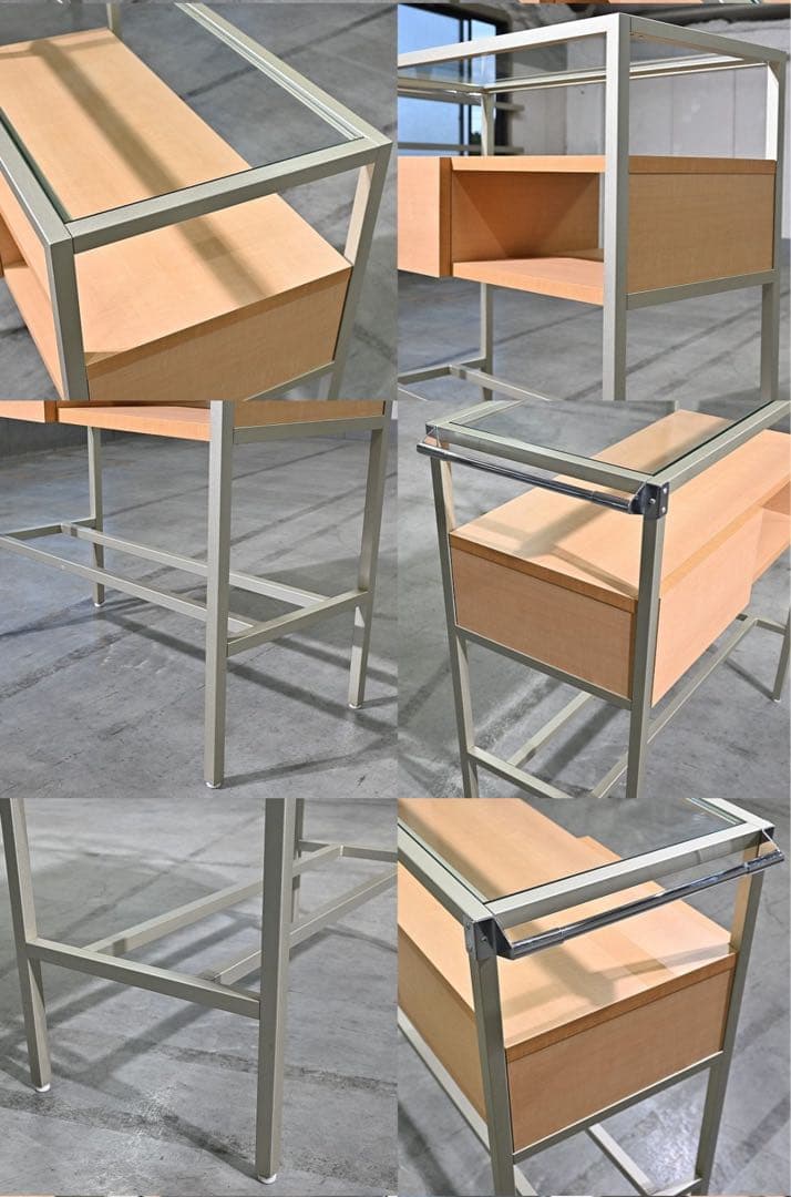 ★ 北欧スタイル ガラストップ シェルフ キャビネット コンソール 収納家具