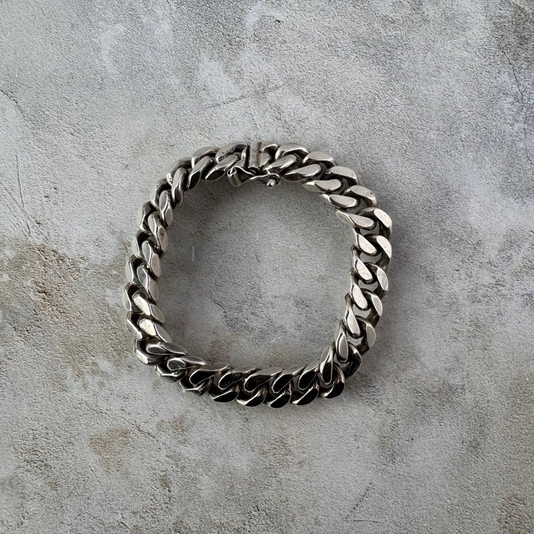 ヴィンテージ ヘビーカーブリンクブレスレット シルバー925 メキシコ製