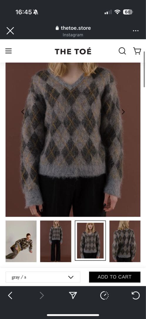 THE TOE Sendlinger Argyle Knitグレー系