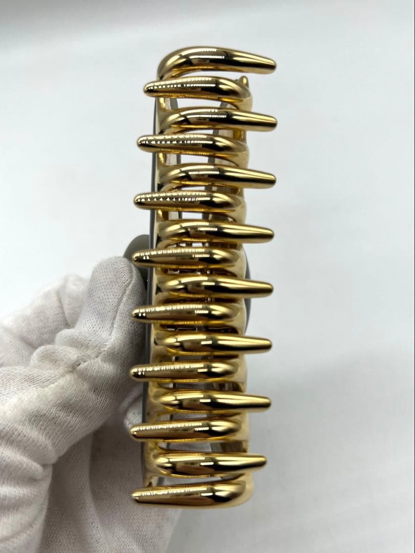 美品　acca アッカ ヘアクリップ　Lサイズ　ラインストーン　グレー　ゴールド